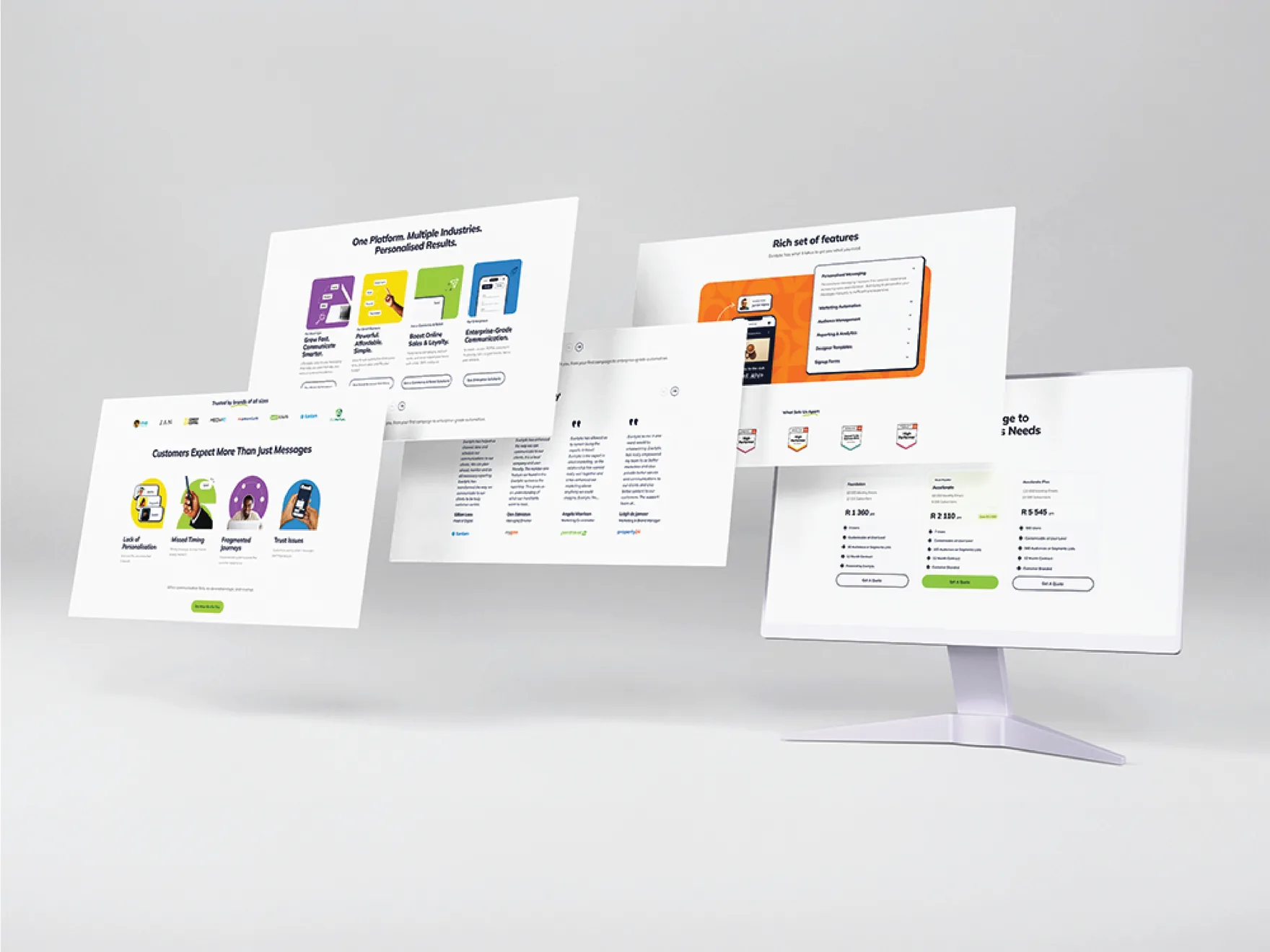 Everlytic marketing website — homepage and landing pages